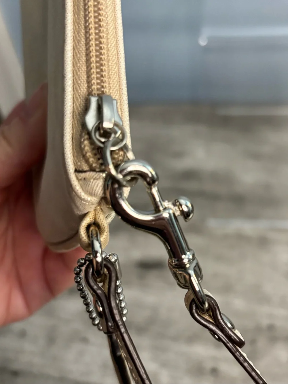Coach Wristlet Wallet Champagne Shimmer Shiny With Hang Tag